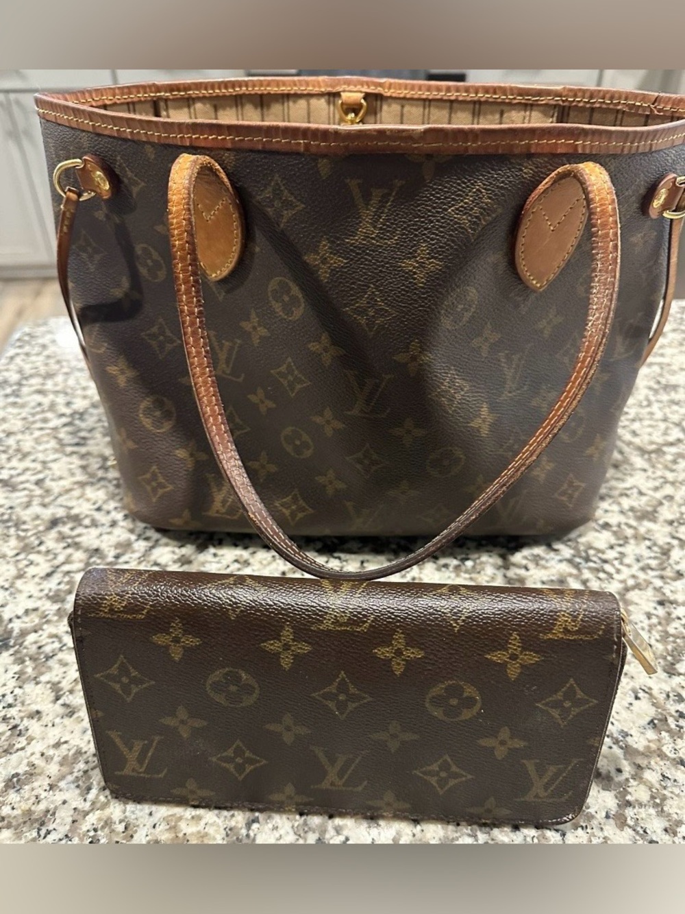 Louis Vuitton Monogram Canvas Tote and Wallet in Brown